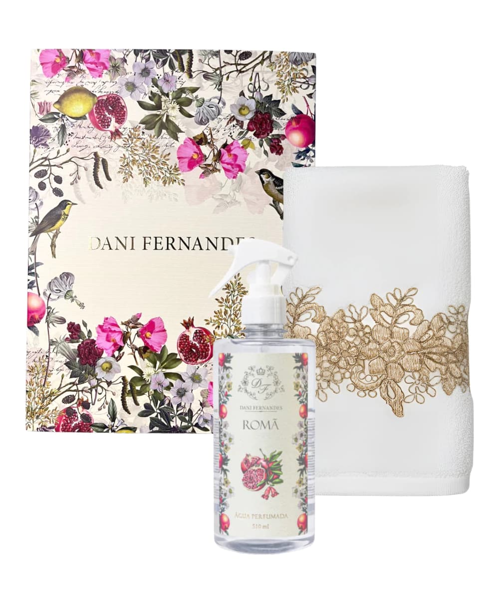 Água Perfumada + Toalha Bordada + Embalagem para Presente Romã | Dani Fernandes