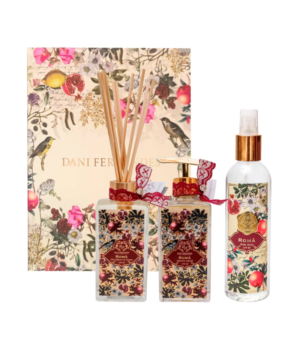 Difusor + Sabonete e Home Spray Romã com Embalagem de Presente | Dani Fernandes